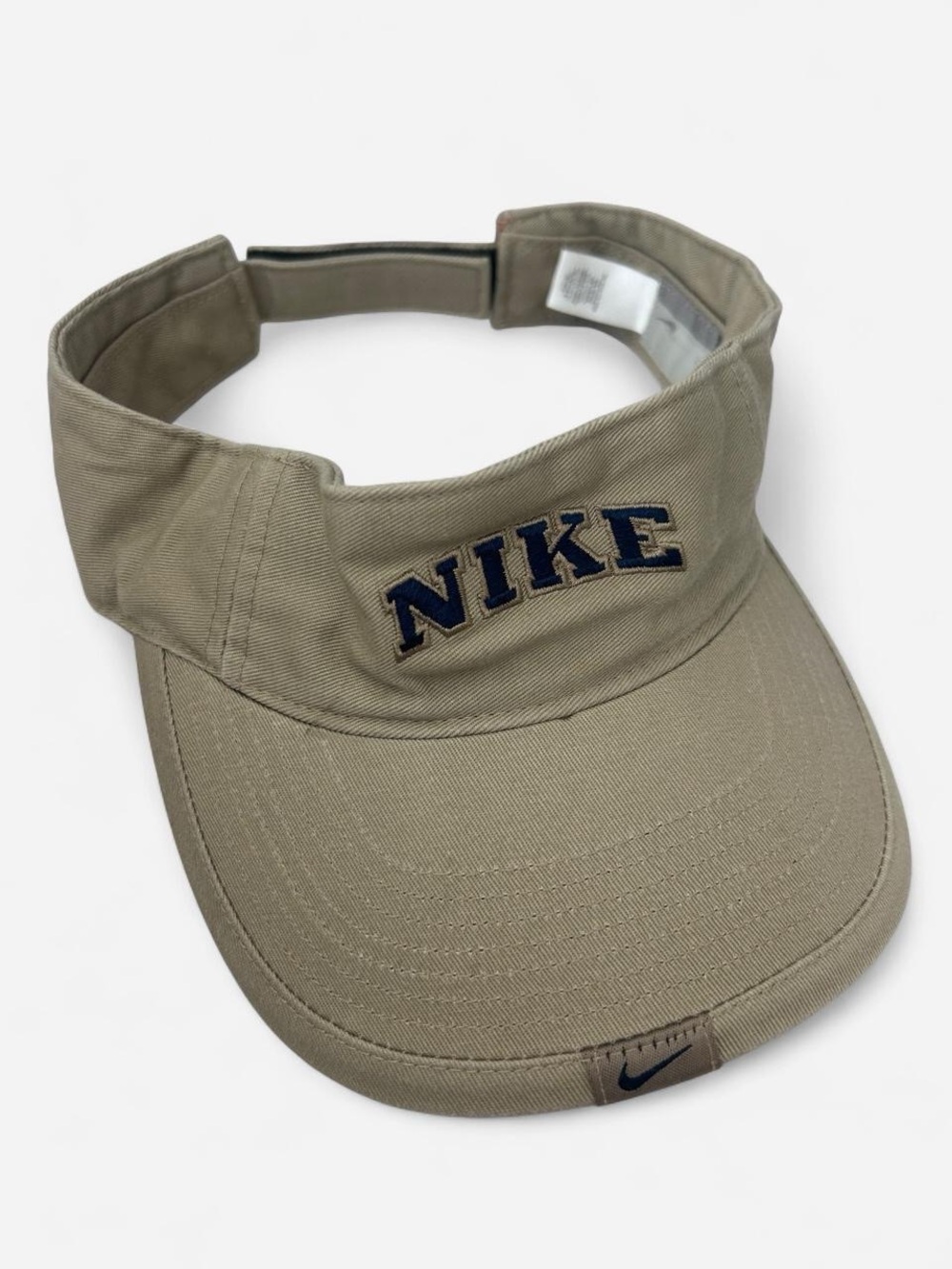 Vintage Nike Silver Tag Khaki Visor with Navy Embroidered Logo